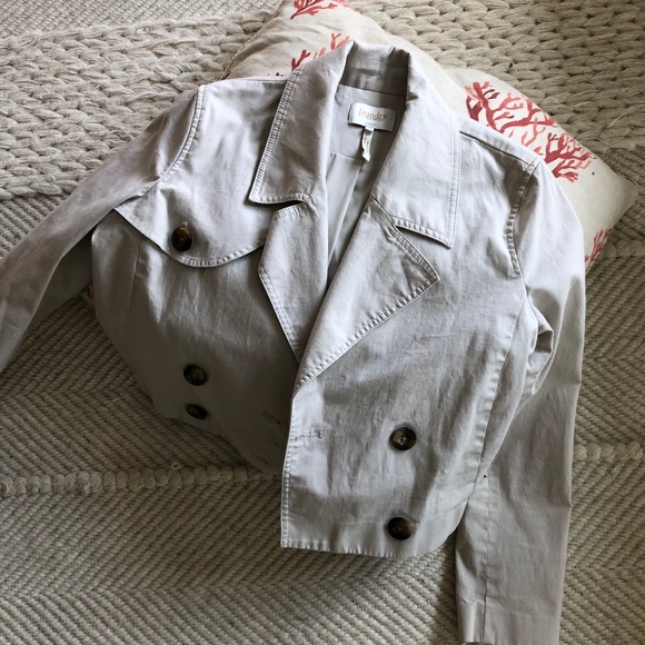 Laundry by Shelli Segal Cropped Tan Jacket Trench - Picture 4 of 4